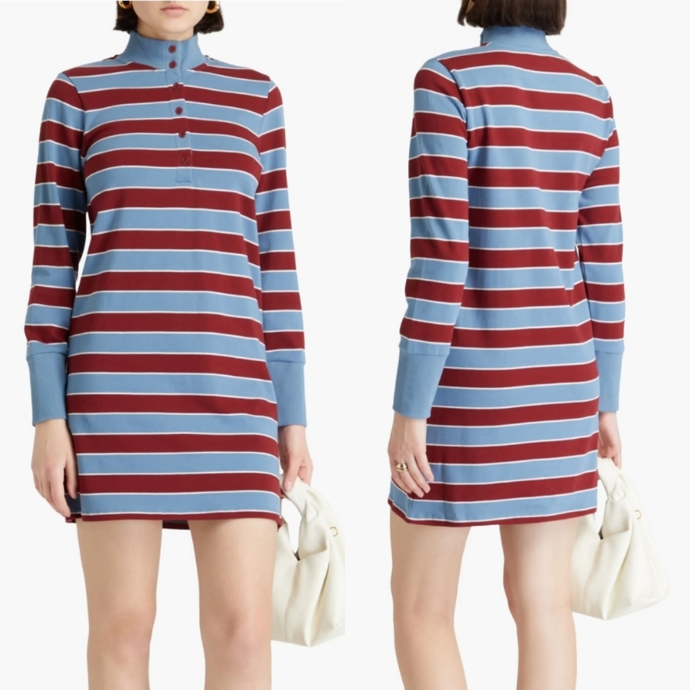 NEW Veronica Beard | Cenda Rugby Striped Blue / Burgundy Dress